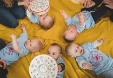 A group of happy babies at a Monkey Music class