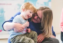 happy parent and little boy at Monkey Music class
