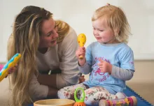 happy parent and child at Monkey Music