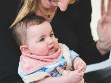 happy baby and mum at Monkey Music class